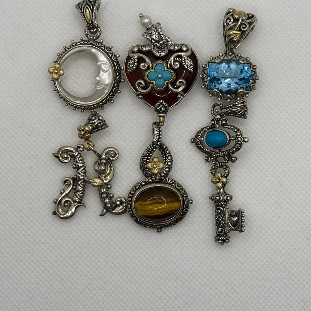 Barbara Bixby Sterling set of 6 necklaces Charm, 18K accents